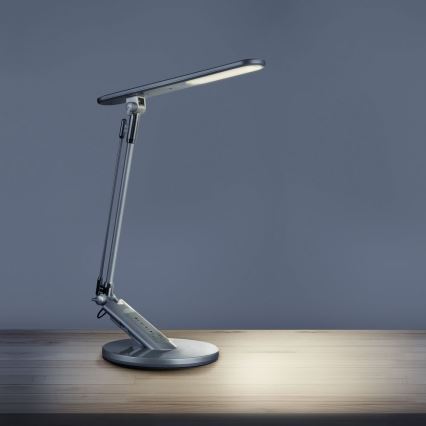 LED Димируема сензорна настолна лампа OPTIMUM LED/7W/230V USB 3000/4000/6000K сребрист