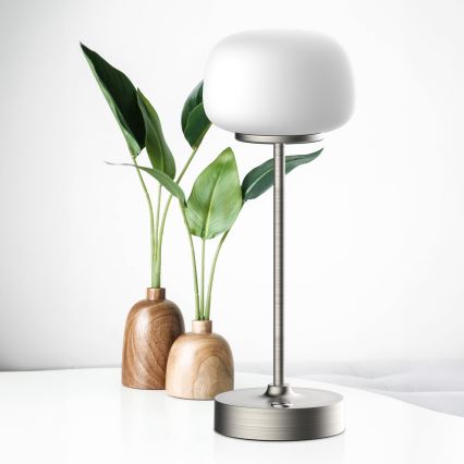 LED Димируема сензорна настолна лампа RIMINI LED/2W/5V USB 2000 mAh матов хром/бял
