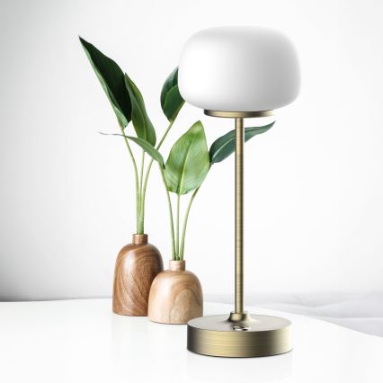 LED Димируема сензорна настолна лампа RIMINI LED/2W/5V USB 2000 mAh златист/бял