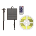 LED Димируема соларна лента LED/1,2W/3,7V 3000K IP67 1500 mAh 5m + дистанционно управление