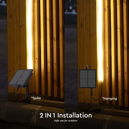 LED Димируема соларна лента LED/1,2W/3,7V 3000K IP67 1500 mAh 5m + дистанционно управление