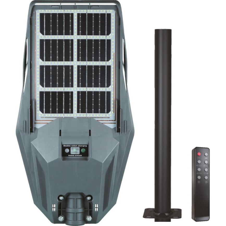 LED Димируема соларна улична лампа със сензор за движение и здрач KERS LED/300W/3,2V 6500K 8000 mAh IP65 сив + дистанционно управление