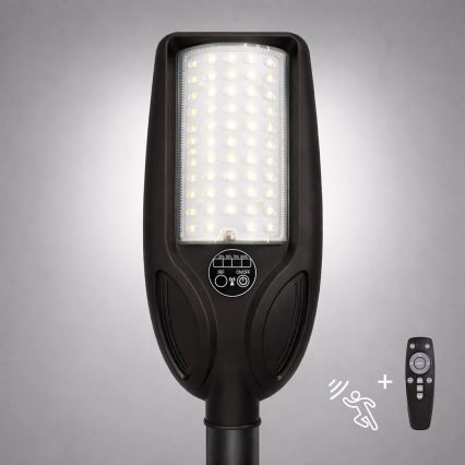 Димируема LED соларна улична лампа със сензор VENICE LED/50W/3,2V 4000 mAh IP65 черна + дистанционно управление