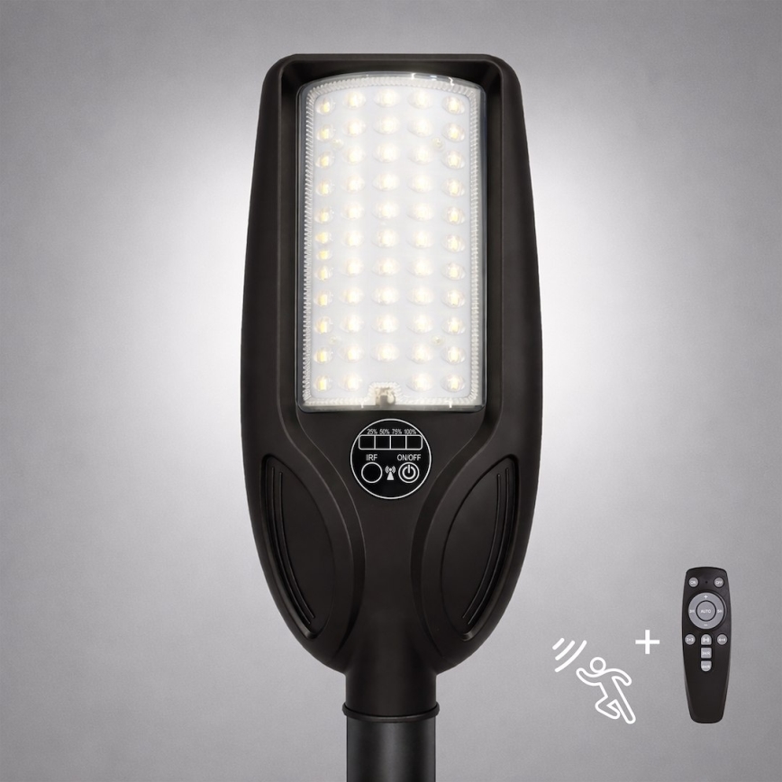 Димируема LED соларна улична лампа със сензор VENICE LED/50W/3,2V 4000 mAh IP65 черна + дистанционно управление