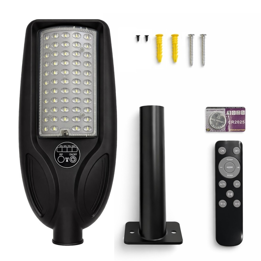 Димируема LED соларна улична лампа със сензор VENICE LED/50W/3,2V 4000 mAh IP65 черна + дистанционно управление