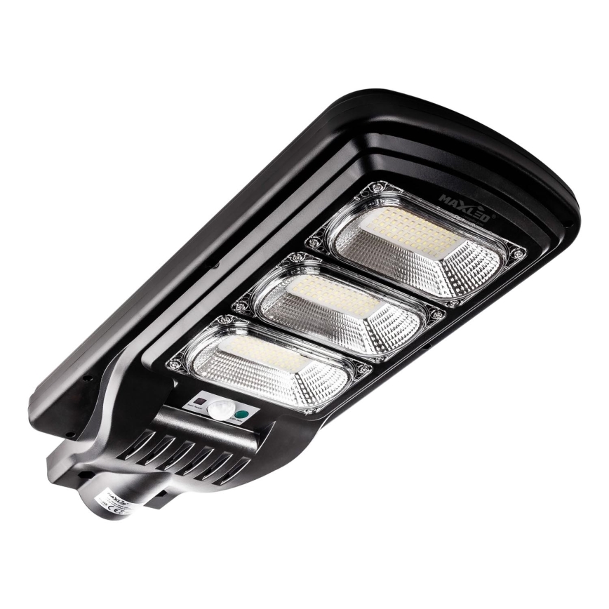 LED Димируема соларна улична лампа със сензор LED/180W/6V 6500K IP65 черен + дистанционно управление