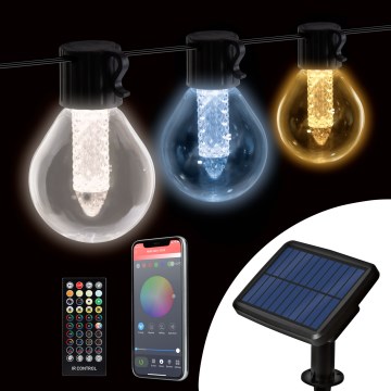LED димируема соларна верига 15xLED/1,5W/3,7/5V 2700-10000K 2200 mAh 9 m IP65 черна + дистанционно управление