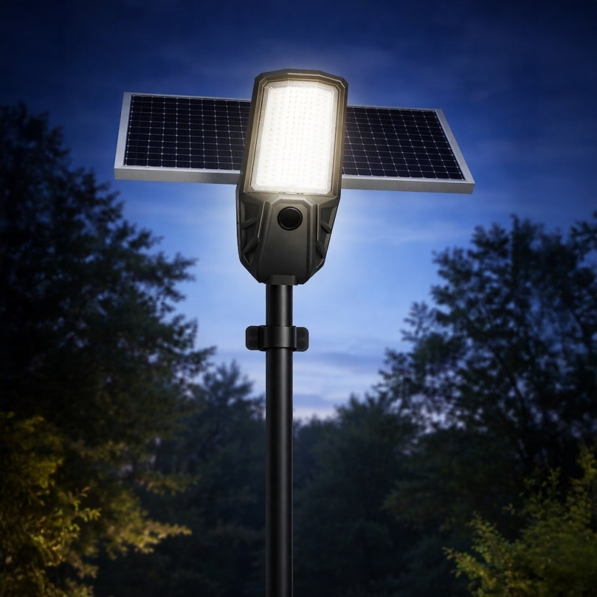 LED димируема улична лампа със сензор и слънчев панел KOBRA LED/400W/3,2V 24000 mAh IP65 антрацит + дистанционно управление