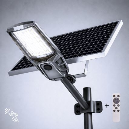 LED димируема улична лампа със сензор и слънчев панел KOBRA LED/400W/3,2V 24000 mAh IP65 антрацит + дистанционно управление