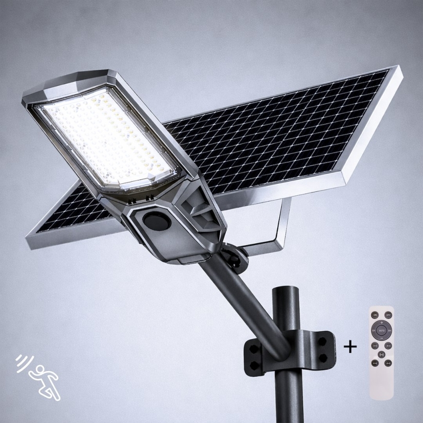 LED димируема улична лампа със сензор и слънчев панел KOBRA LED/400W/3,2V 24000 mAh IP65 антрацит + дистанционно управление