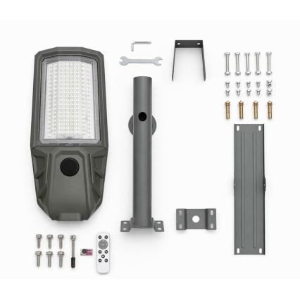 LED димируема улична лампа със сензор и слънчев панел KOBRA LED/400W/3,2V 24000 mAh IP65 антрацит + дистанционно управление