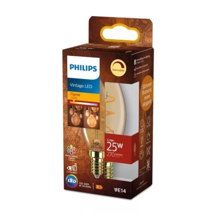 LED димируема крушка VINTAGE Philips B35 E14/3,1W/230V 2200K CRI 90