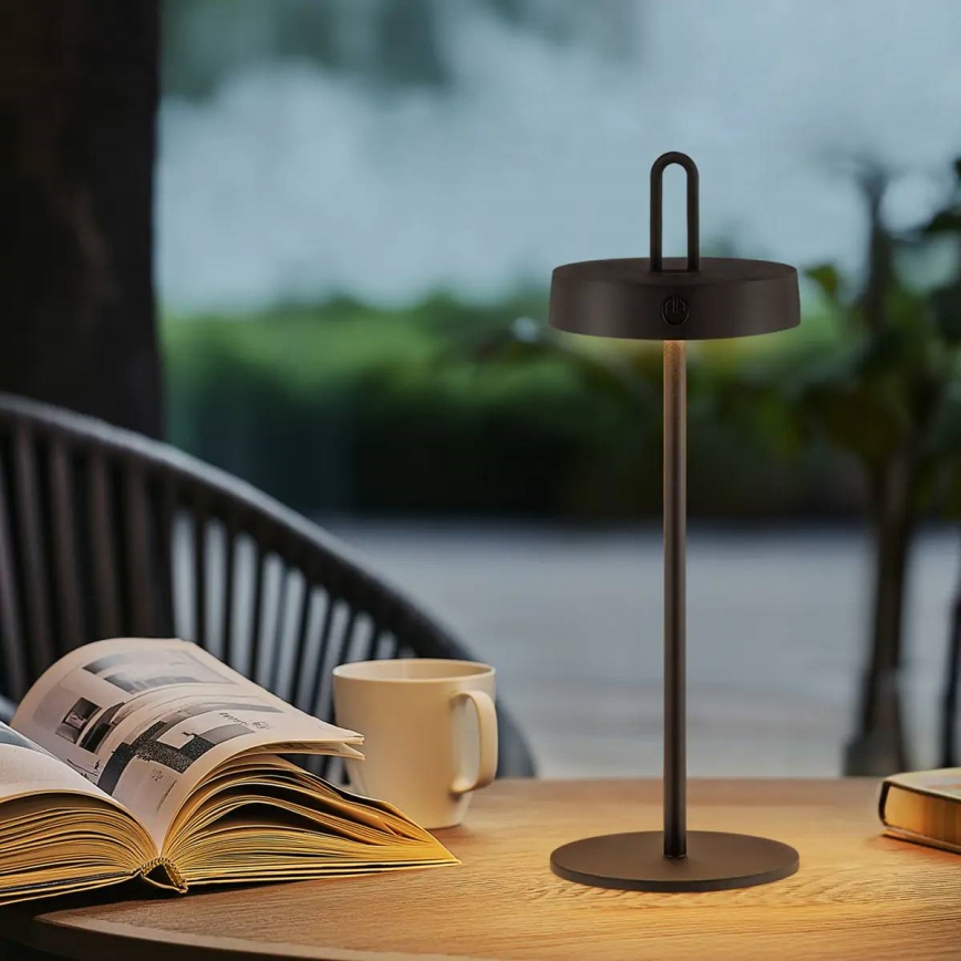 LED димируема външна презареждаема сензорна настолна лампа SHINE LED/1,5W/3,7V 3000 mAh IP44 черна