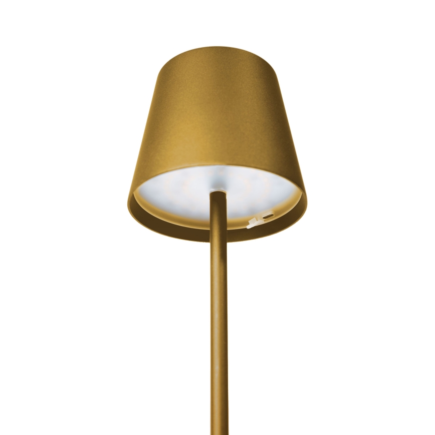 Димируема LED настолна лампа за външна употреба, презареждаема, LED/4W/4000 mAh, 3000/4000/5500K, IP44, златна