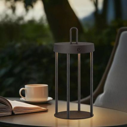 LED димируема външна презареждаема настолна сензорна лампа GENTLE LED/1,5W/3,7V 3000 mAh IP44 черна
