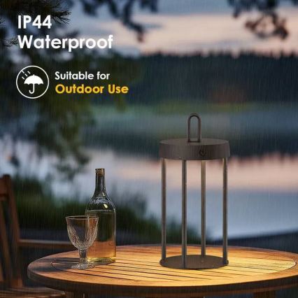 LED димируема външна презареждаема настолна сензорна лампа GENTLE LED/1,5W/3,7V 3000 mAh IP44 черна