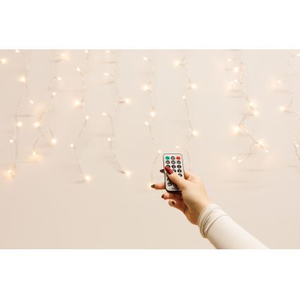 LED димируема външна завеса CURTAIN 360xLED/8,4W/230V 2x2 m IP44 топла бяла + дистанционно управление