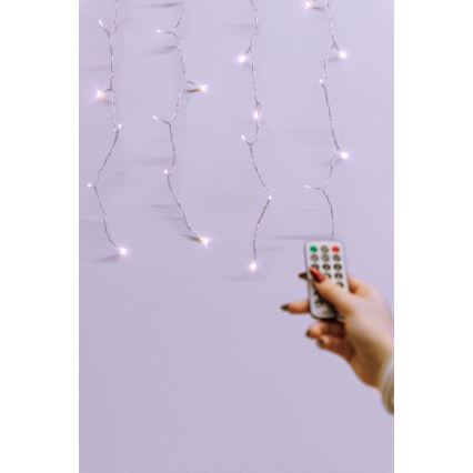 LED коледна завеса за външна употреба с възможност за затъмняване CURTAIN 360xLED/8,4W/230V 2x2 m IP44 топла бяла + дистанционно управление