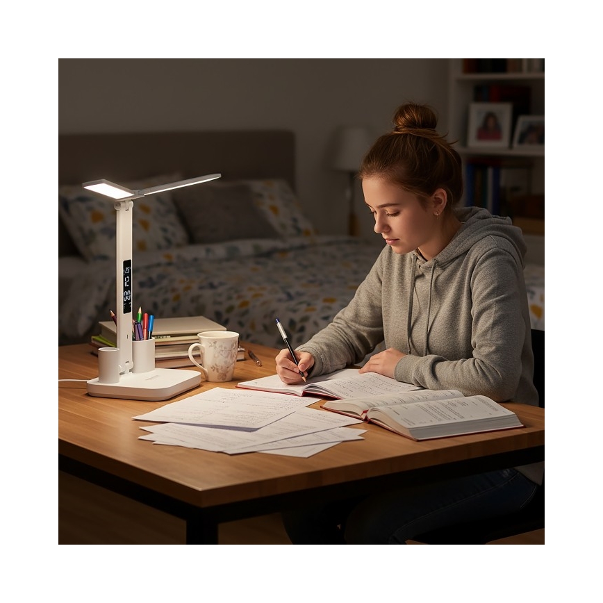 Димируема презареждаема настолна LED лампа NOBLITE P LED/5W/5V 3000/4000/6000K 2200 mAh бяла