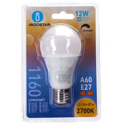 LED димируема крушка A60 E27/12W/230V 2700K - Aigostar