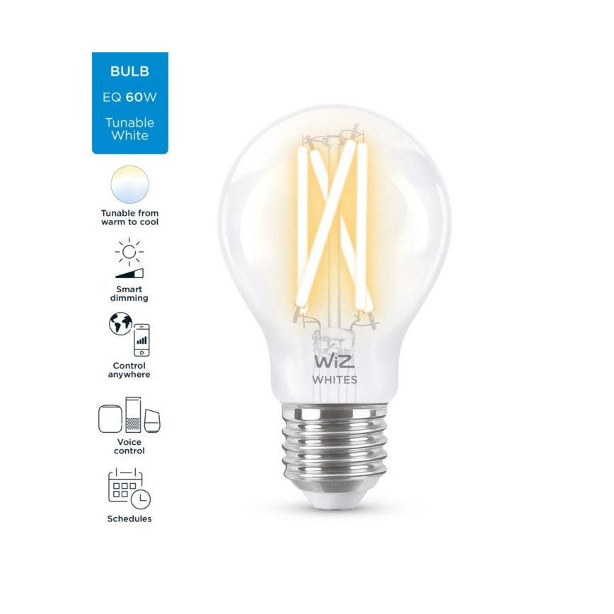 LED Димируема крушка FILAMENT A60 E27/6,7W/230V 2700-6500K CRI 90 Wi-Fi - WiZ