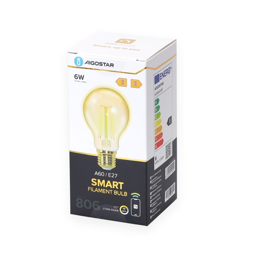 LED Димируема крушка A60 E27/6W/230V 2700-6500K Wi-Fi - Aigostar