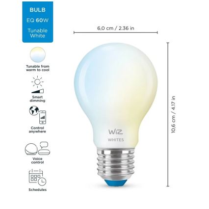 LED Димируема крушка A60 E27/7W/230V 2700-6500K CRI 90 Wi-Fi - WiZ