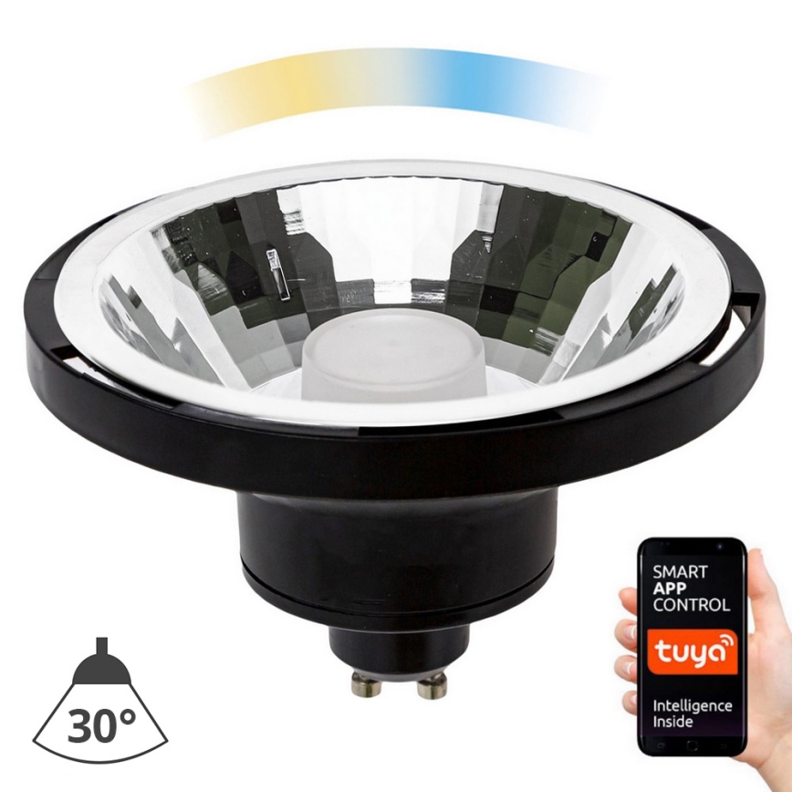 LED Димируема крушка AR111 GU10/10W/230V 3000-6500K Wi-Fi Tuya 30° черен