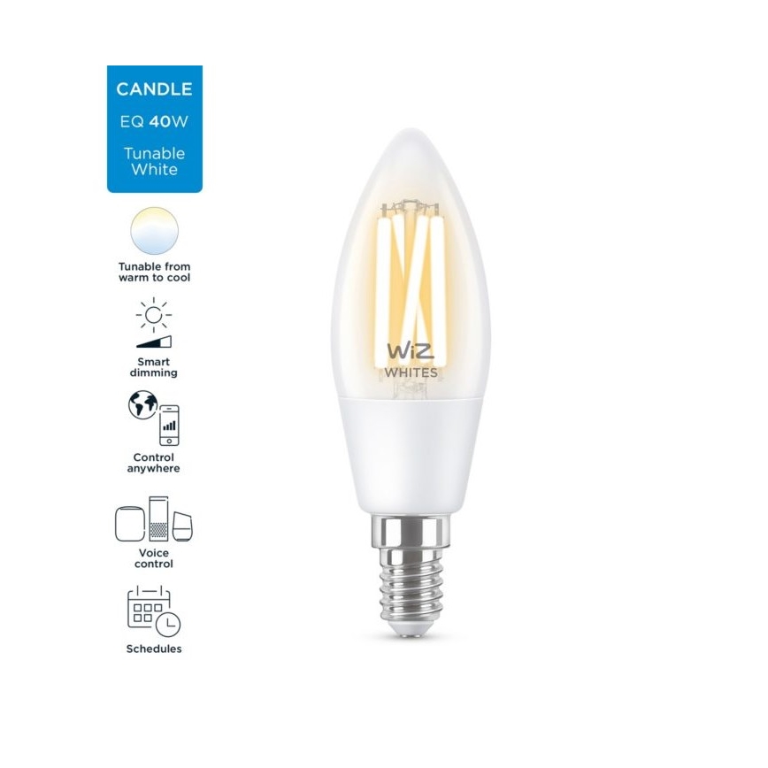 LED Димируема крушка FILAMENT C35 E14/4,9W/230V 2700-6500K CRI 90 Wi-Fi - WiZ