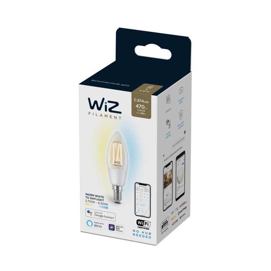 LED Димируема крушка FILAMENT C35 E14/4,9W/230V 2700-6500K CRI 90 Wi-Fi - WiZ