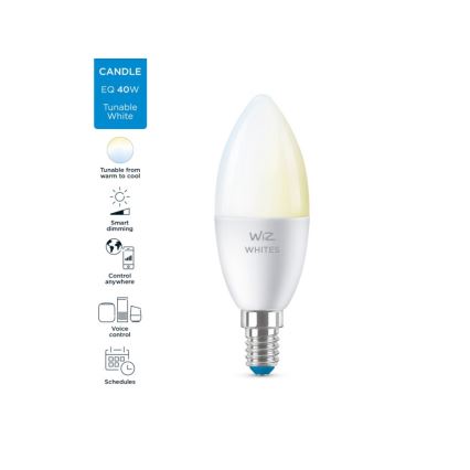 LED Димируема крушка C37 E14/4,9W/230V 2700-6500K CRI 90 Wi-Fi - WiZ
