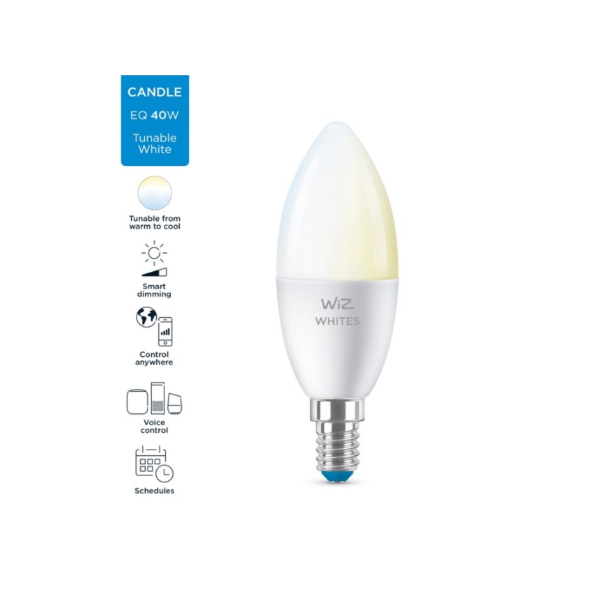 LED Димируема крушка C37 E14/4,9W/230V 2700-6500K CRI 90 Wi-Fi - WiZ