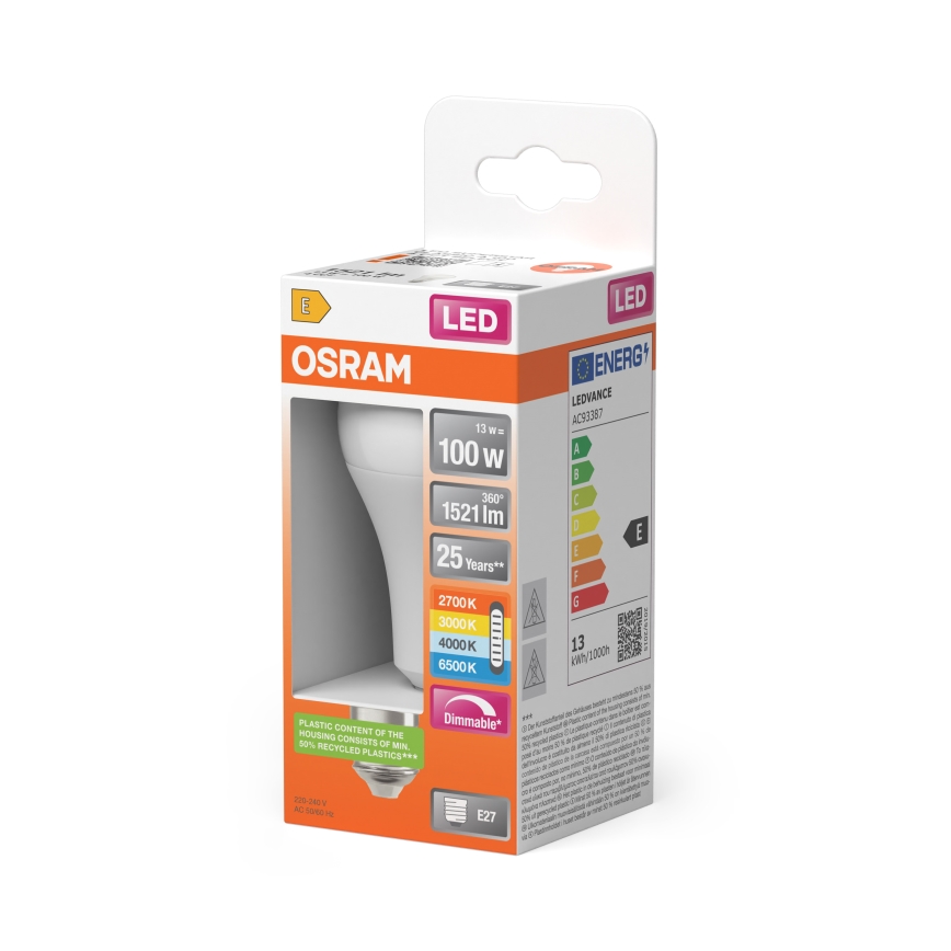 LED димируема крушка CLASSIC A60 E27/13W/230V 2700/3000/4000/6500K - Osram