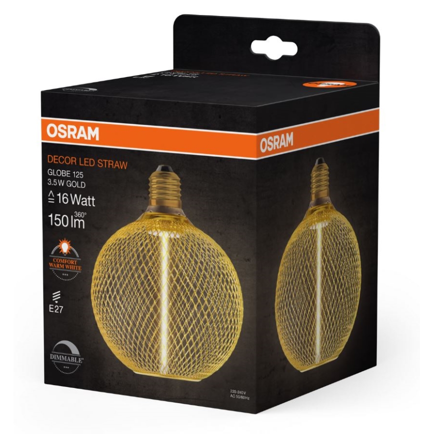 LED Димируема крушка DECOR  FILAMENT G125 E27/3,5W/230V 1800K златист - Osram
