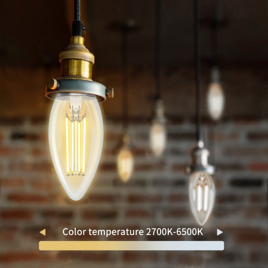 LED Димируема крушка FILAMENT C35 E14/4,5W/230V 2700-6500K Wi-Fi - Aigostar