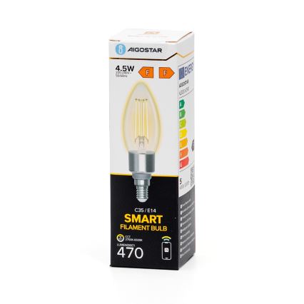 LED Димируема крушка FILAMENT C35 E14/4,5W/230V 2700-6500K Wi-Fi - Aigostar