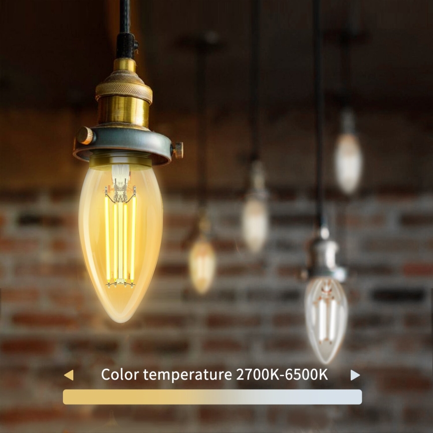 LED Димируема крушка FILAMENT C35 E14/4,5W/230V 2700-6500K Wi-Fi - Aigostar