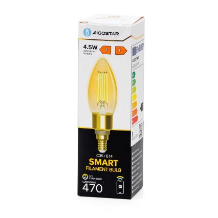 LED Димируема крушка FILAMENT C35 E14/4,5W/230V 2700-6500K Wi-Fi - Aigostar