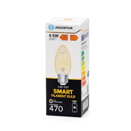 LED Димируема крушка FILAMENT C35 E27/4,5W/230V 2700-6500K Wi-Fi - Aigostar
