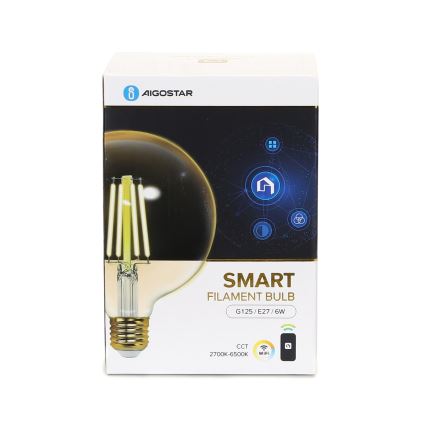 LED Димируема крушка FILAMENT G125 E27/6W/230V 2700-6500K Wi-Fi - Aigostar