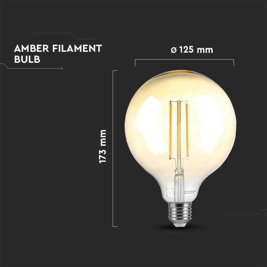 LED Димируема крушка FILAMENT G125 E27/8W/230V 2200K