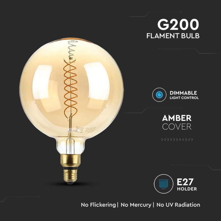 LED Димируема крушка FILAMENT G200 E27/8W/230V 1800K