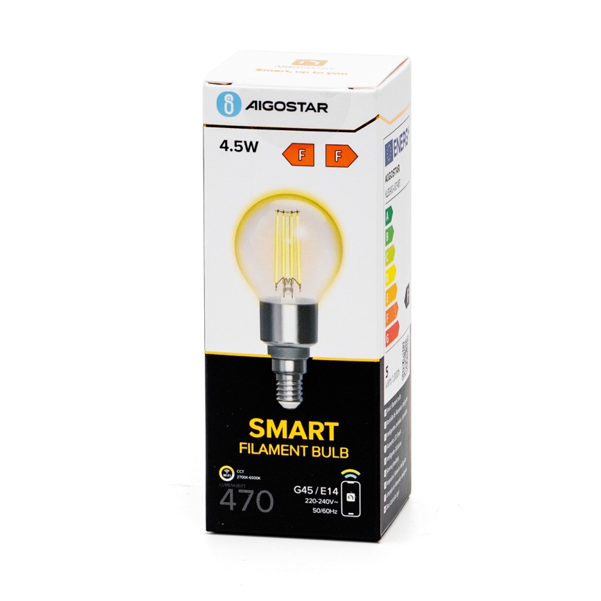 LED Димируема крушка FILAMENT G45 E14/4,5W/230V 2700-6500K Wi-Fi - Aigostar