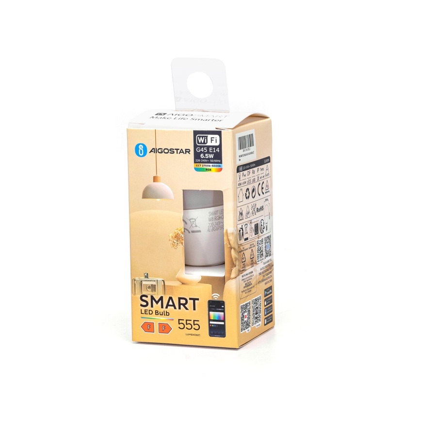 LED Димируема крушка FILAMENT G45 E14/6,5W/230V 2700-6500K Wi-Fi - Aigostar
