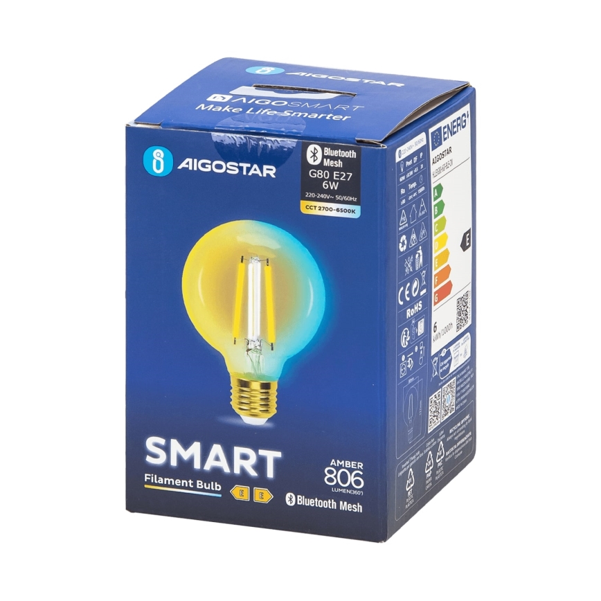 LED Димируема крушка FILAMENT MESH Smart G80 E27/6W/230V 2700-6500K - Aigostar