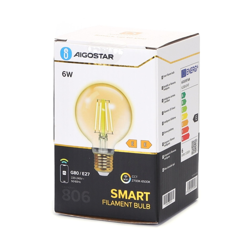LED Димируема крушка FILAMENT G80 E27/6W/230V 2700-6500K Wi-Fi - Aigostar