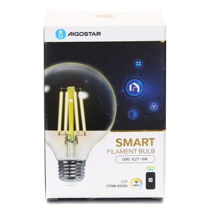 LED Димируема крушка FILAMENT G95 E27/6W/230V 2700-6500K Wi-Fi - Aigostar