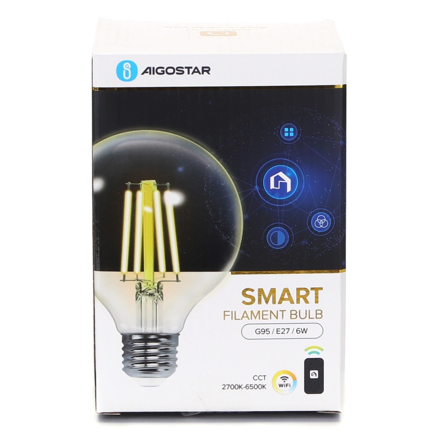 LED Димируема крушка FILAMENT G95 E27/6W/230V 2700-6500K Wi-Fi - Aigostar
