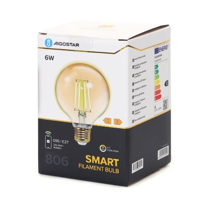 LED Димируема крушка FILAMENT G95 E27/6W/230V 2700-6500K Wi-Fi - Aigostar
