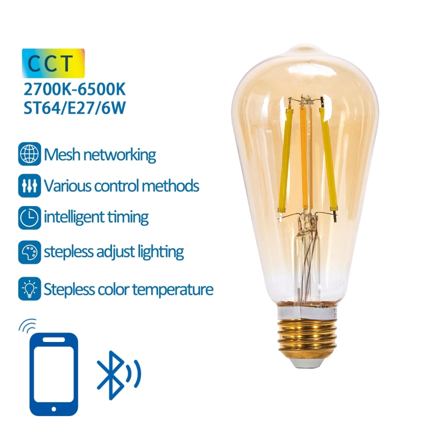 LED Димируема крушка FILAMENT MESH Smart ST64 E27/6W/230V 2700-6500K - Aigostar